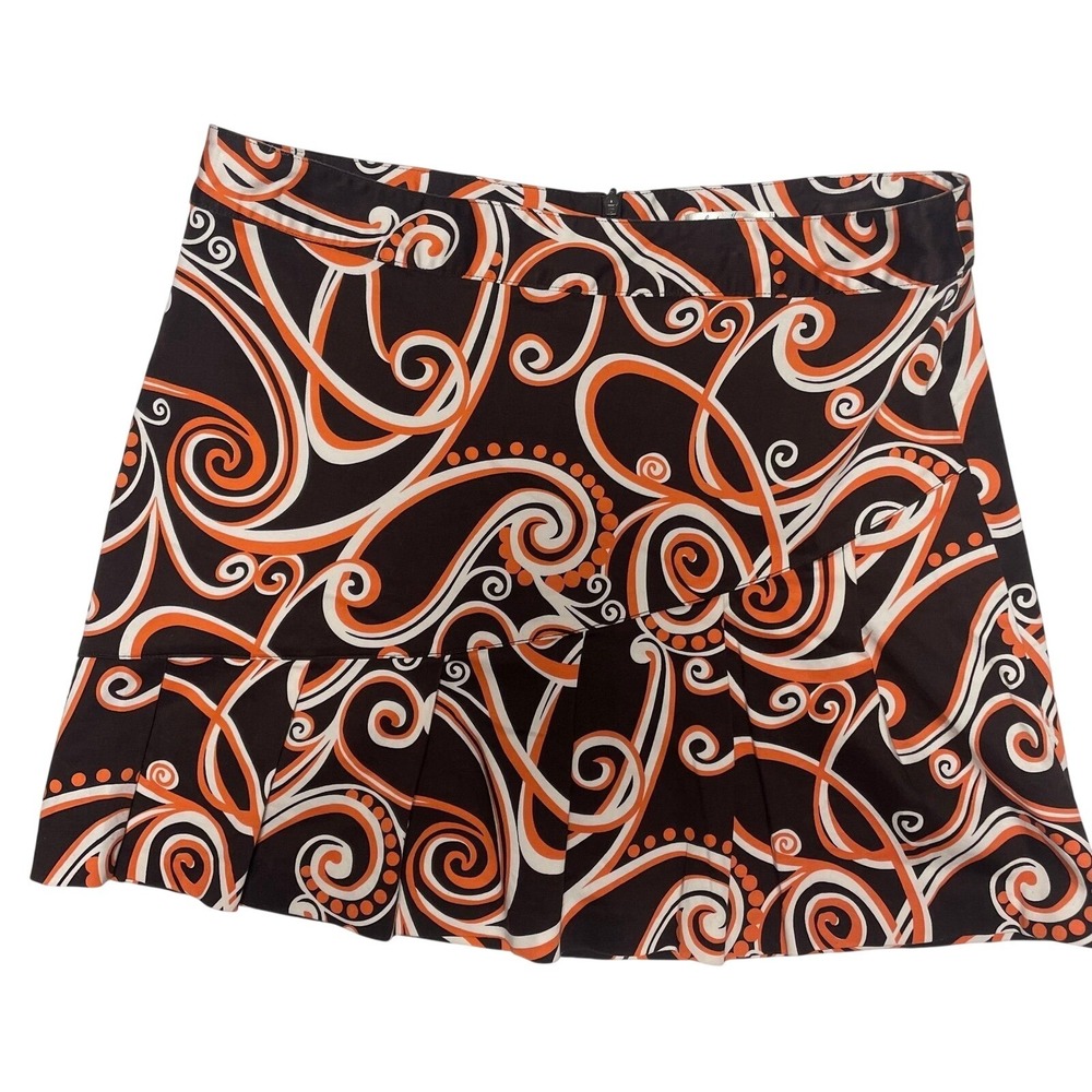 Lady Hagen Golf Brown Orange‎ Pleated Skort Women's 12